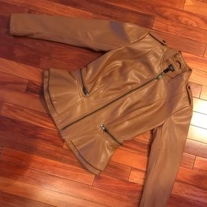 Faux leather double peplum jacket